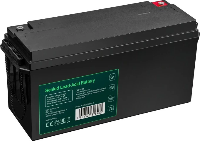 Bateri AGM VRLA, Green Cell, AGM12V250AH-J, 12V 250Ah, IP54, e zezë