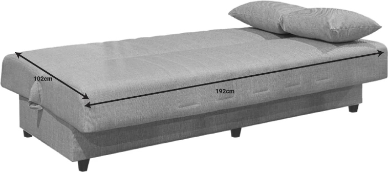 Divan trefishtë me hapësirë ruajtëse,, ngjyrë antracit, 190x75x85cm