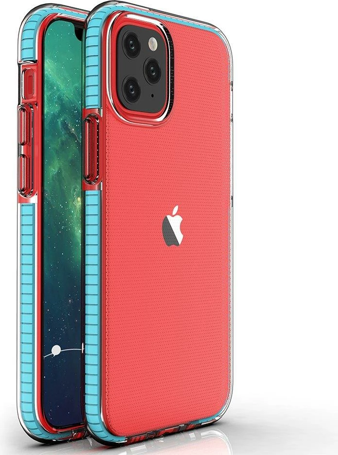 Mbështjellës Hurtel Spring Case për iPhone 13 mini, TPU, transparent me kornizë kaltër