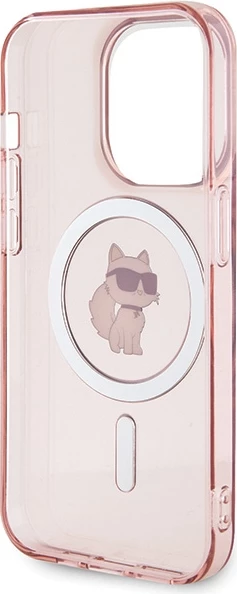 Mbështjellës Karl Lagerfeld IML Choupette MagSafe për iPhone 15 Pro, rozë