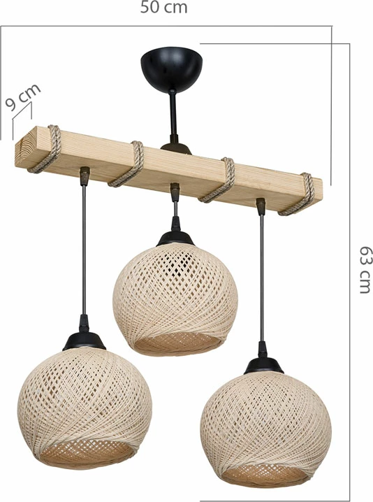 Dritë tavani Fiona Ε27 krem-natyrale 50x20x63cm