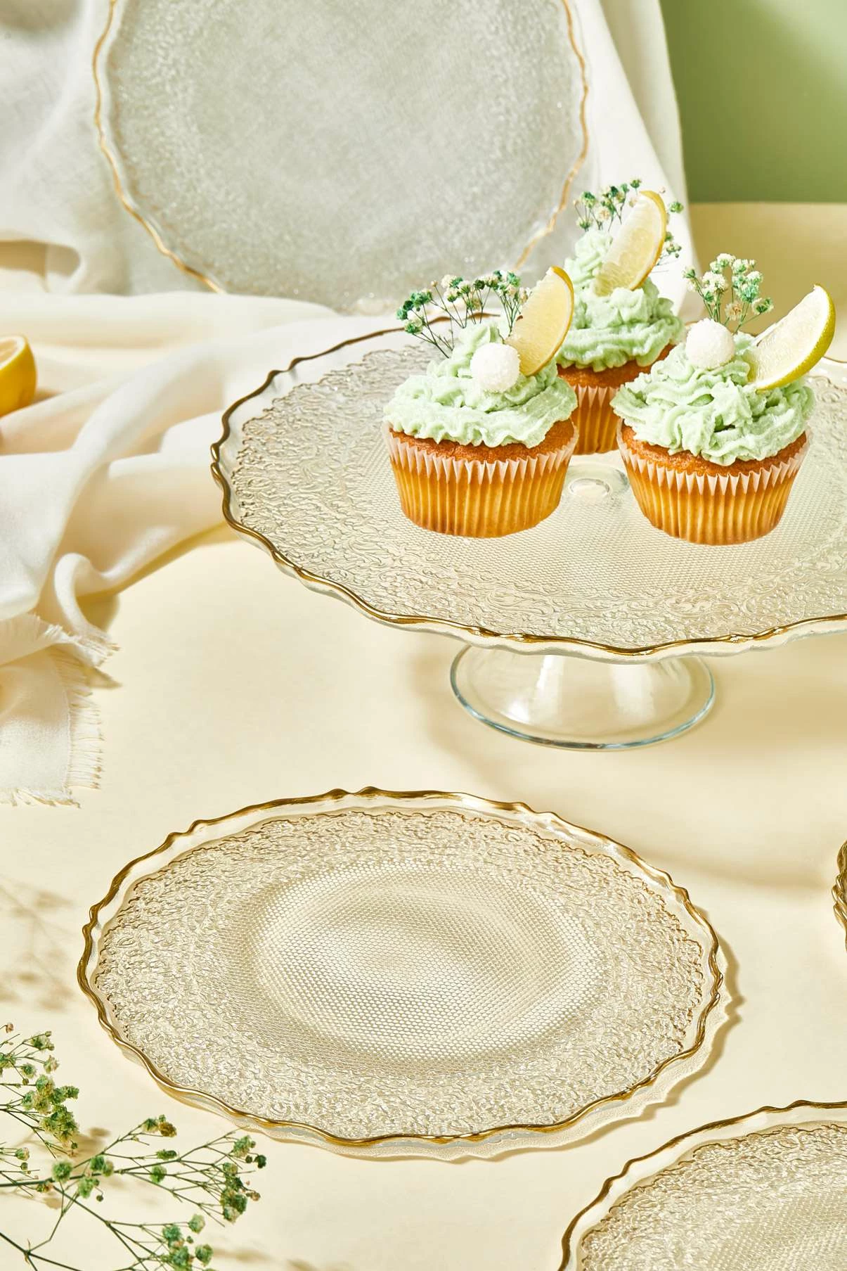 Set pjatash ëmbëlsirash (7 copë), Hermia Goblen, transparent