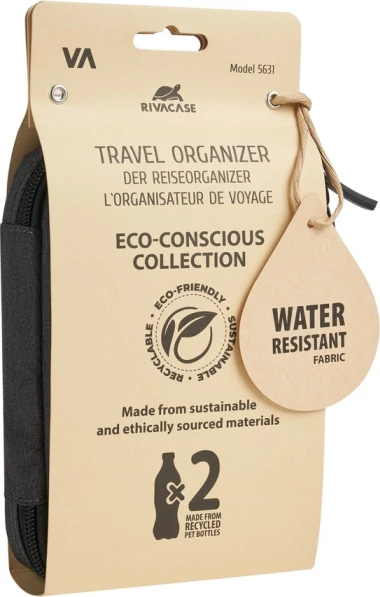 Organizator udhëtimi RivaCase 5631 ECO, 185×40×135 mm, i zi