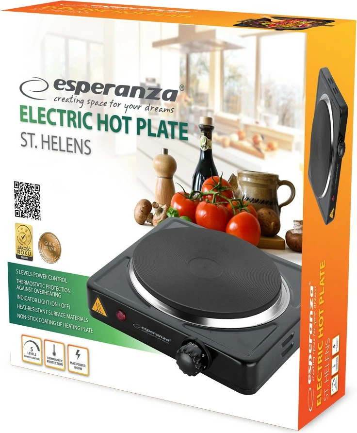 Sobë elektrike Esperanza EKH003 St. Helens, 1000W, e zezë