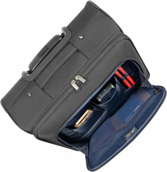 Çantë trolley udhëtimi RIVACASE 8481, 20\", për laptop 15.6\", 25 L, ECO RPET, e zezë