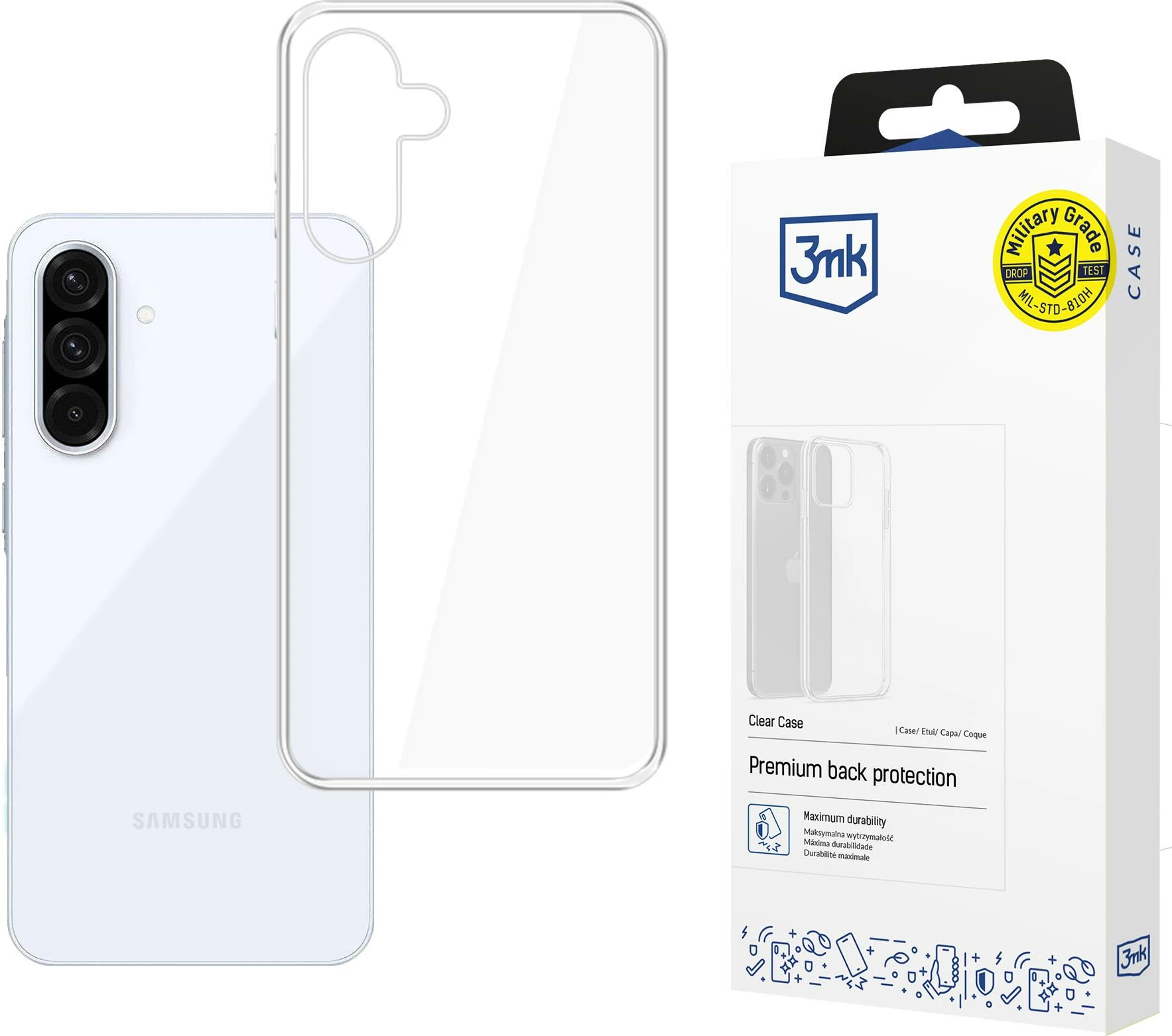 Mbështjellës, 3mk Protection, Clear Case për Samsung Galaxy A36 5G, Absorber125, skaje të ngritura, transparent