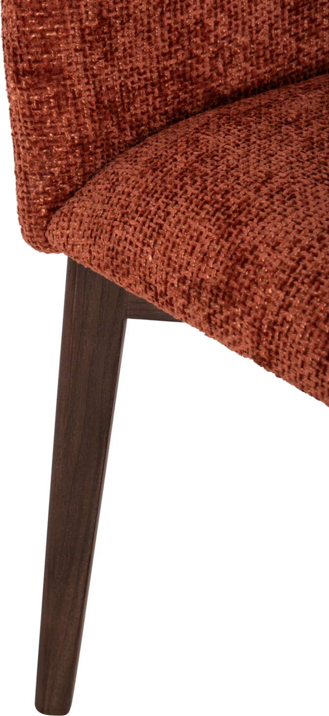 Karrige ngrënieje Empire, stof portokalli, këmbë dru ahu, ngjyrë arre, 55x54x78cm