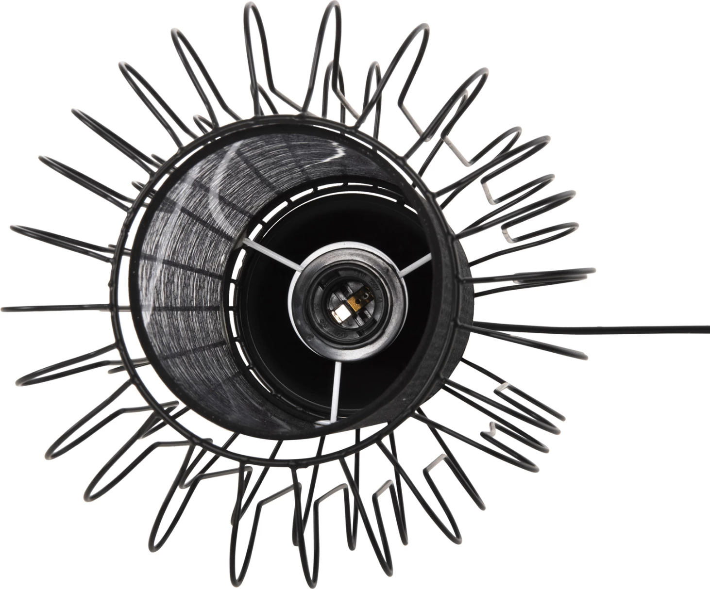 Llampë varëse tavani, FH4087, metal i zi - pëlhurë e bardhë, Φ24x130H cm