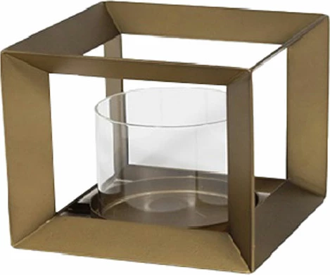 Mbajtës qiriri dekorativ ESCAPE, metalik ngjyrë ari, 18x18x18cm