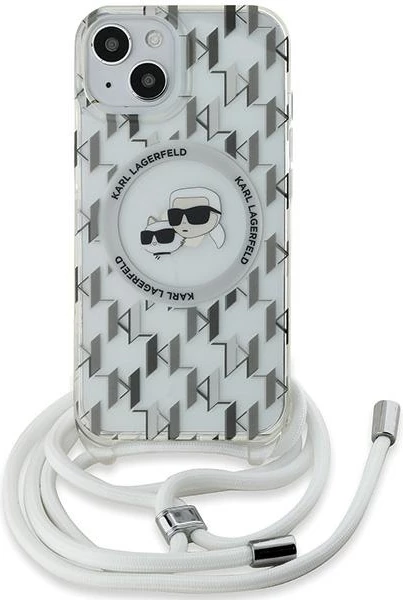 Mbështjellës Karl Lagerfeld IML Crossbody Monogram Karl & Choupette Head MagSafe për iPhone 15/14/13, Transparent