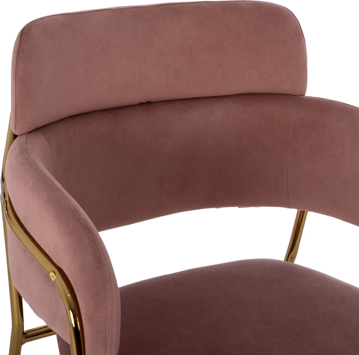 Karrige për bar mesatare, kadife rozë e zbehtë, kornizë e artë, FH8735.02, 54x58x95 cm., set prej 2 copë
