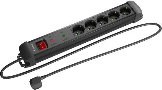 Prizë me mbrojtje Lanberg SP1-05F-0500-BK, 5 dalje, 5m, e zezë