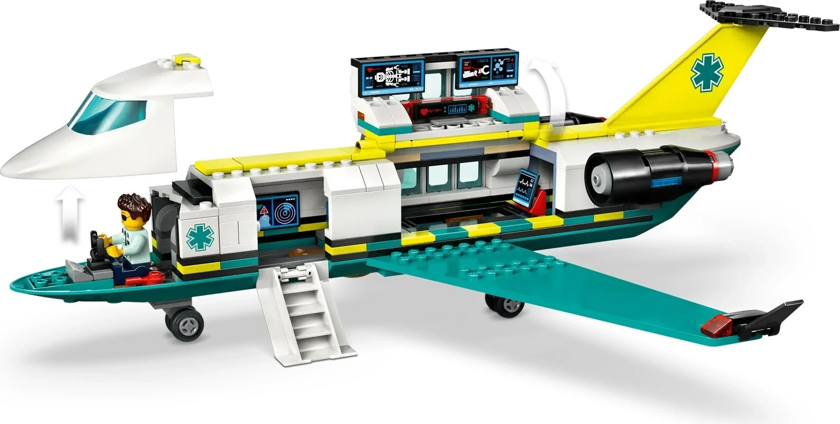 Set LEGO CITY aeroplan ambulance emergjente 60465, 4 minifigura, 6+ vjeç