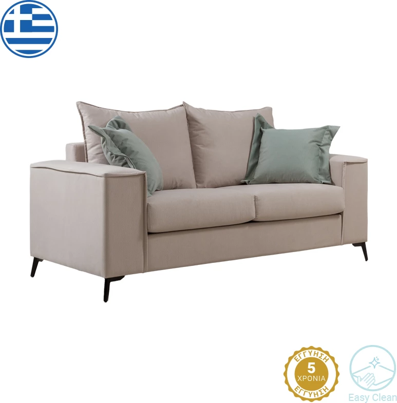 Divan dy-vendësh Verona, pëlhurë krem, jastëkë ngjyrë mente, 173x93x100 cm