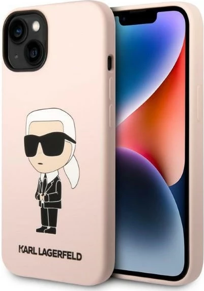 Mbështjellës Karl Lagerfeld Silicone Ikonik për iPhone 14 Plus 6.7", rozë