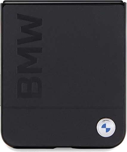 Mbështjellës BMW Leather Hot Stamp për Samsung Galaxy Z Flip 5, i zi