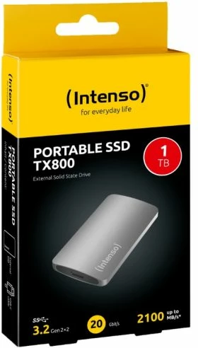 SSD eksterne INTENSO TX800 2TB USB 3.2 Gen2x2 deri 2100 MB/s, me kabllo USB-C, antracit