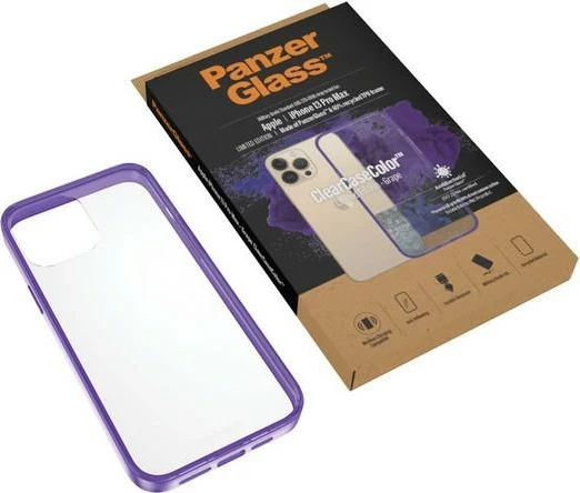 Mbështjellës PanzerGlass ClearCase, për iPhone 13 Pro Max, transparent vjollcë