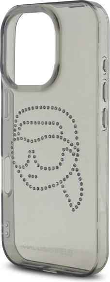 Mbështjellës Karl Lagerfeld KLHCP16XHKHDCELK për iPhone 16 Pro Max 6.9", i zi, hardcase me rhinestones