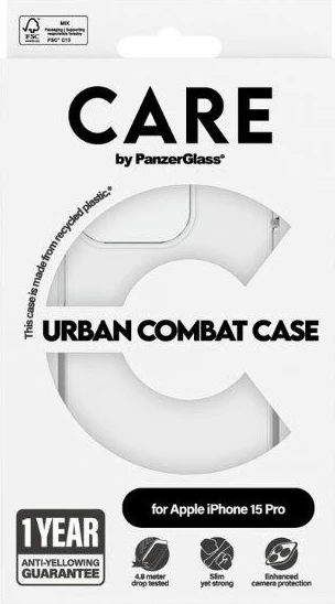 Mbështjellës PanzerGlass Urban Combat Case për iPhone 15 Pro, Transparent
