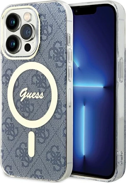 Mbështjellës Guess IML 4G MagSafe për iPhone 15 Pro, Blu