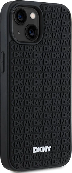 Mbështjellës DKNY 3D Rubber Repeat Pattern për iPhone 15 Plus, i zi