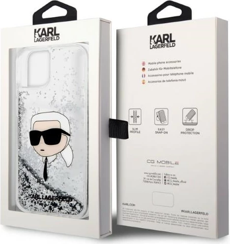 Mbështjellës Karl Lagerfeld KLHCP14MLNKHCH për iPhone 14 Plus 6.7", Glitter, Argjendtë