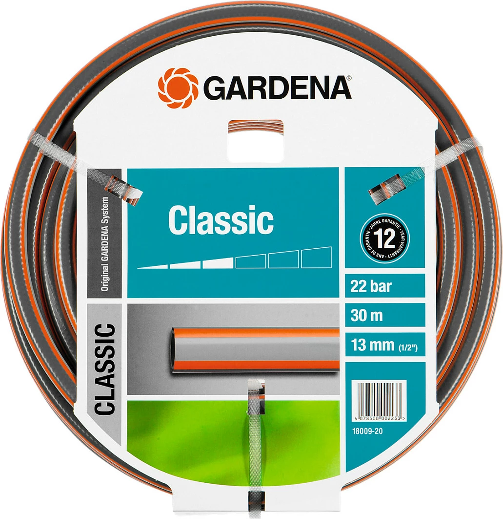 Zorrë uji GARDENA Classic 30m, 13mm, gri/portokalli