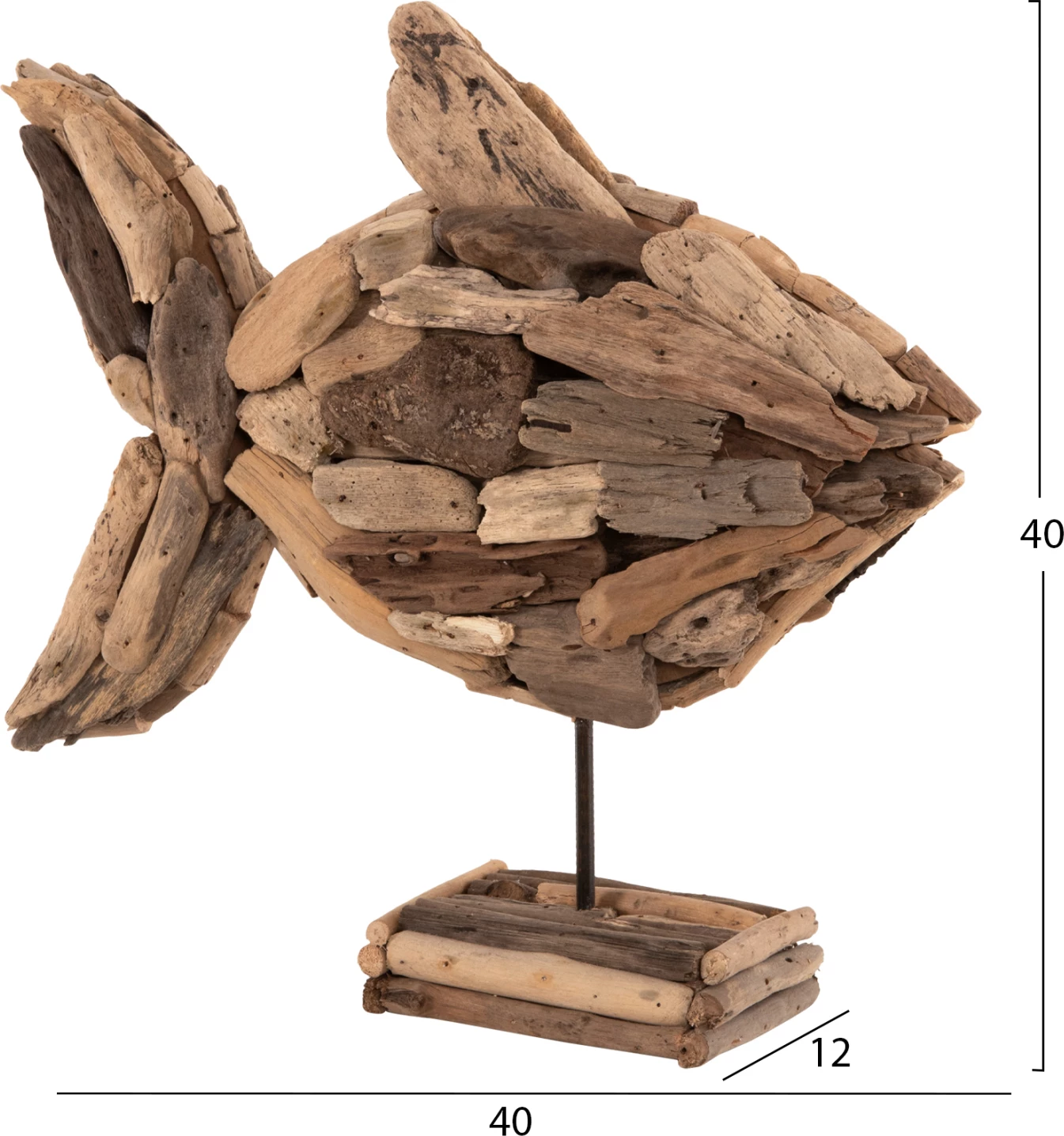 Dekor tavoline peshk, FH4271, dru natyral, 40x12x40 cm