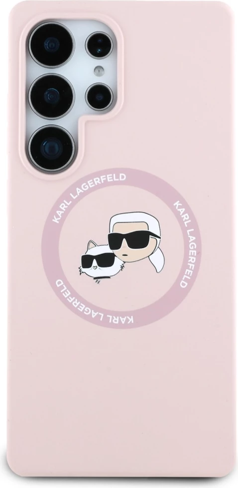 Mbështjellës Karl Lagerfeld Silicone Double Heads And Circle MagSafe për Samsung Galaxy S25 Ultra, Rozë