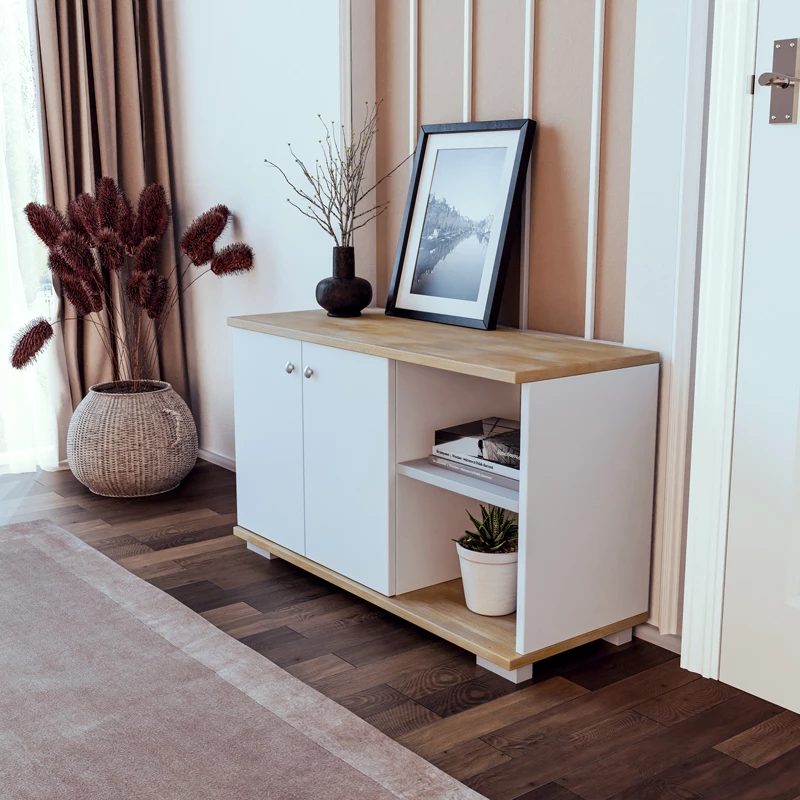 Mobilje hyrëse Deril, ngjyrë e bardhë-sonoma, 90x33x52.5 cm