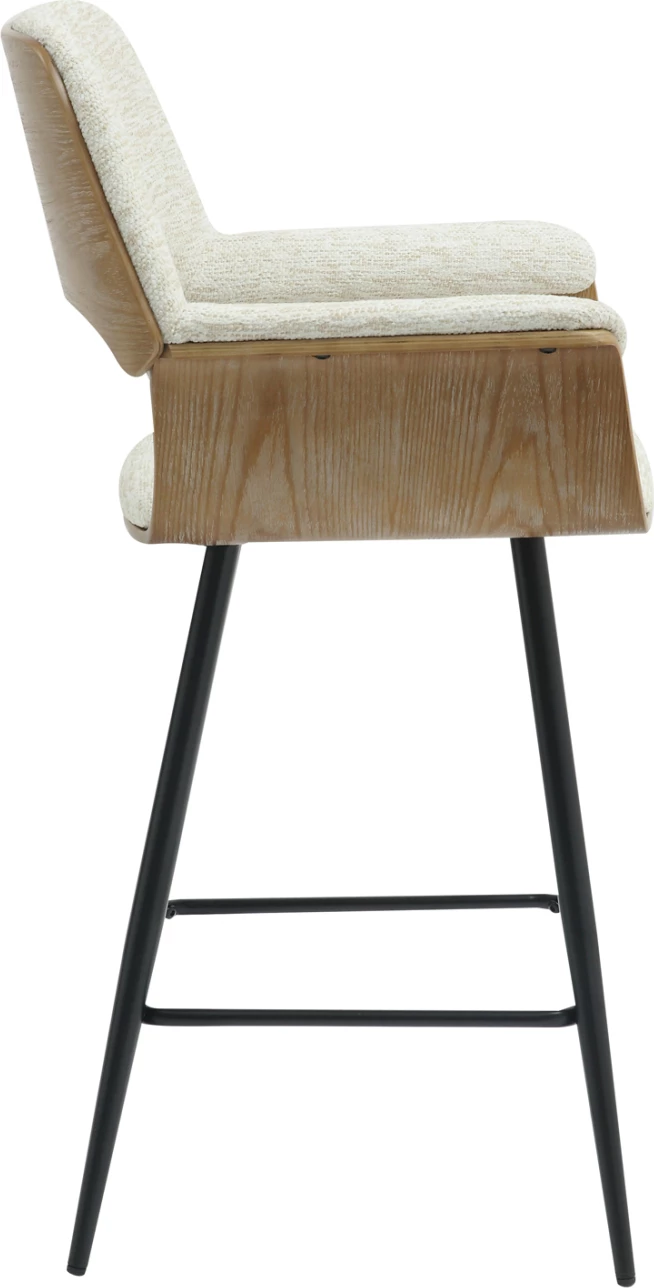 Karrige për bar, lartësi mesatare, CLIPP, FH9987.02, këmbë metali të zeza, pëlhurë ecru, 57.5x53x98H cm, set prej 2 copash