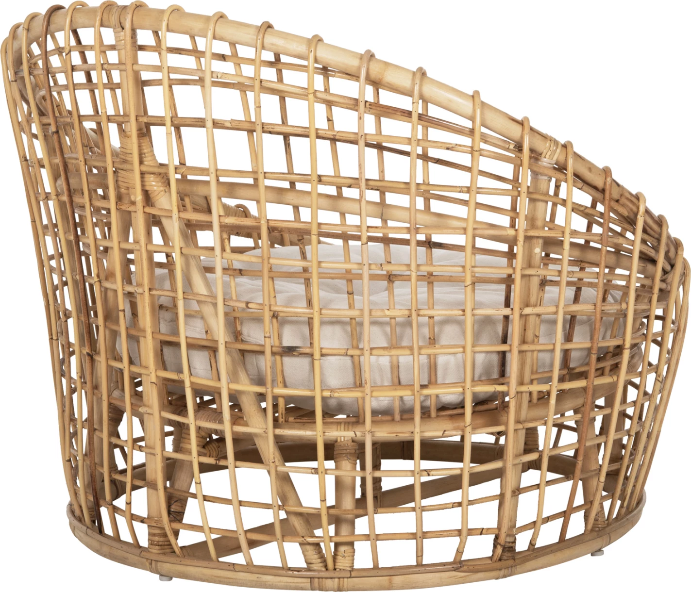Karrige regjisore ENTO FH9814 rattan, ngjyrë natyrale, jastëk i bardhë, 106x94x82H cm