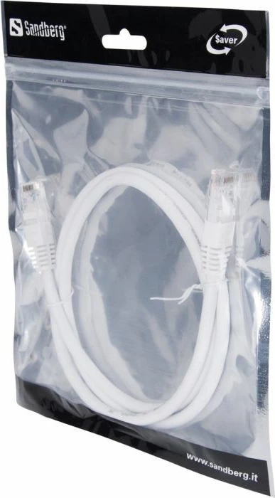 kabllo rrjeti SANDBERG UTP Cat6 SAVER 1 m RJ45, e bardhë