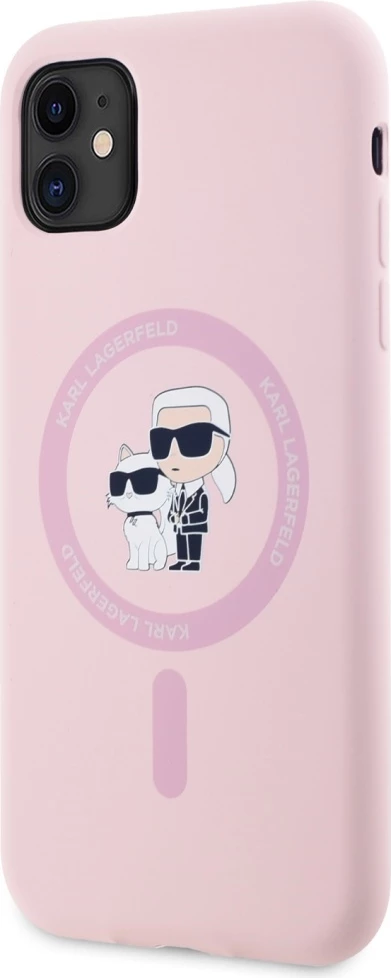 Mbështjellës Karl Lagerfeld Silicone Karl&Choupette MagSafe për iPhone 11, Rozë