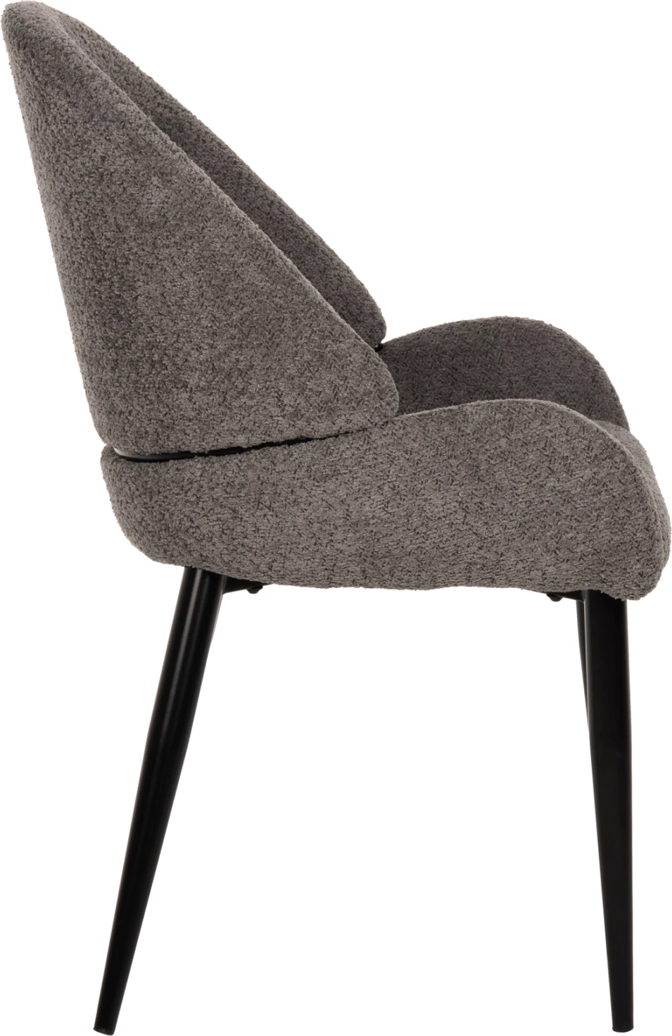 Karrige SARKY FH8585.01, pëlhurë boucle gri, këmbë metalike të zeza, 55x62x89H cm., set prej 2 copë