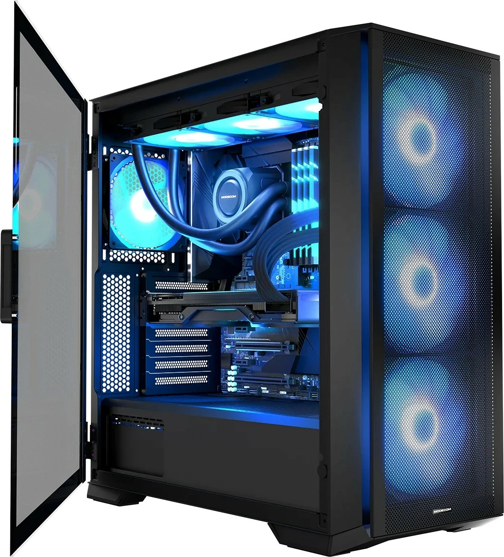 Kasë MODECOM Horizon ARGB Flow Midi, E-ATX, 4 ventilatorë ARGB, Xham i temperuar, e zezë