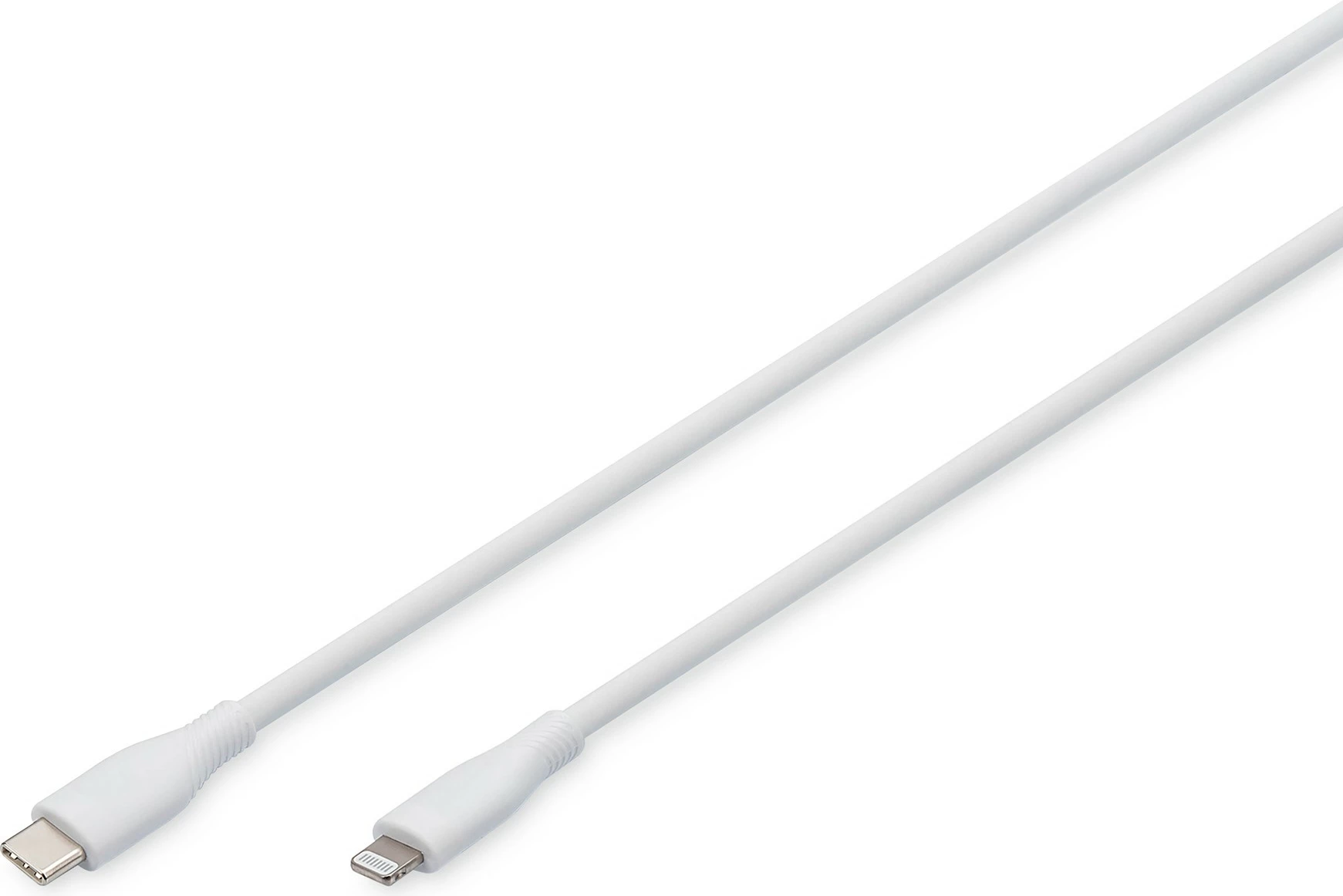 Kabëll lidhës Digitus Lightning USB-A, 1m, silikon, i bardhë