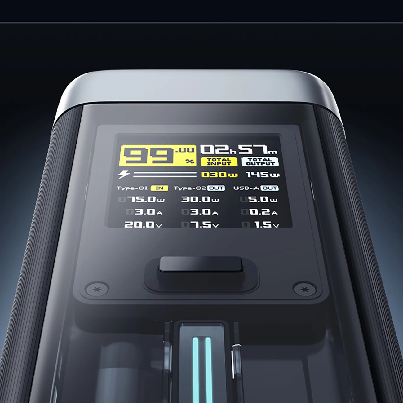 Powerbank Cuktech CUK00P23GLBK, 25000mAh, 210W, 2x USB-C, 1x USB-A, Ekran TFT, e zezë