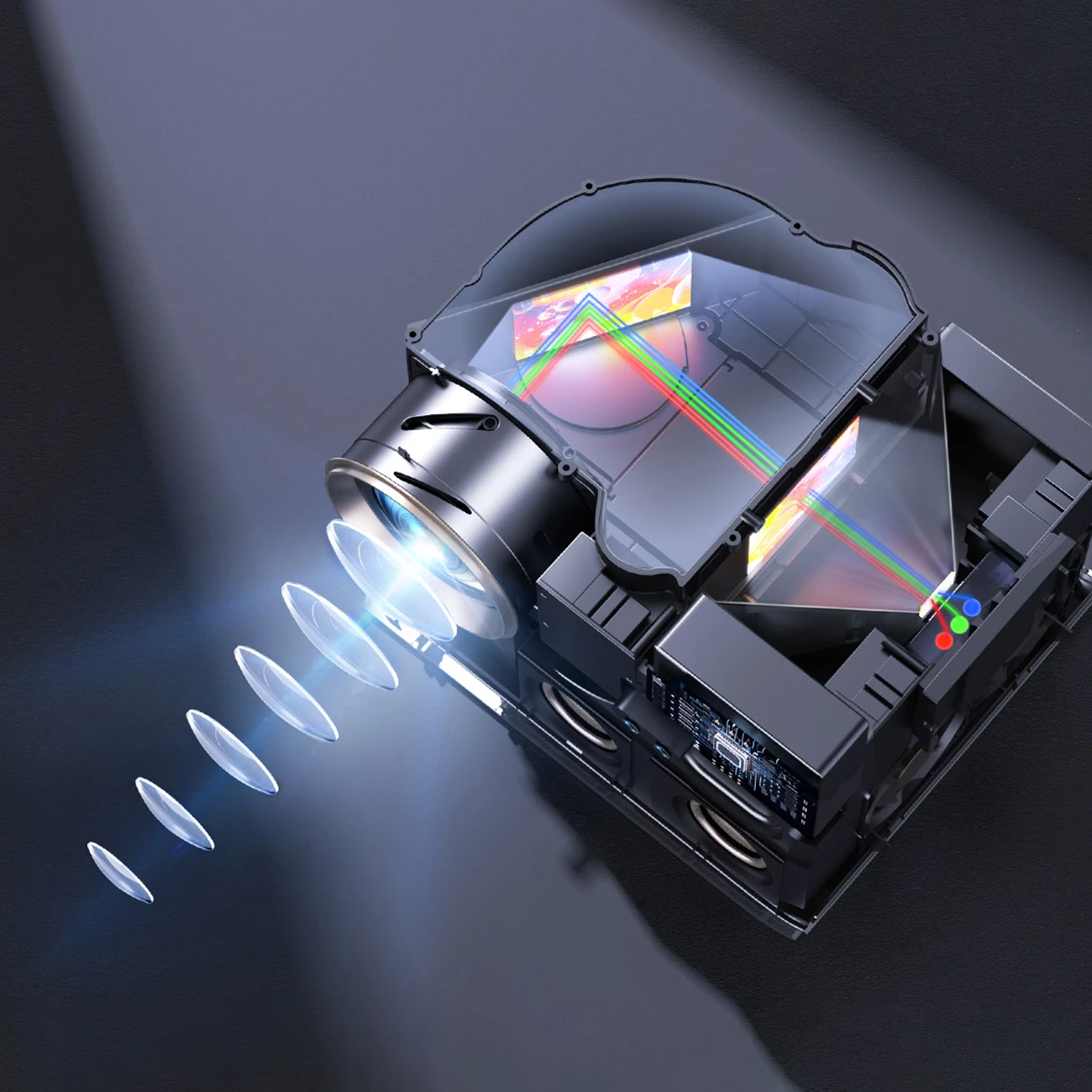 Projektor multimedial Yaber U12, FullHD 1080p, 700 ANSI Lumens, Dolby Audio, i zi