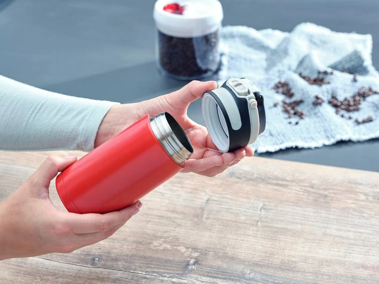 Termos udhëtimi Leifheit 3245, 350 ml, i zi/kuq, çelik inox