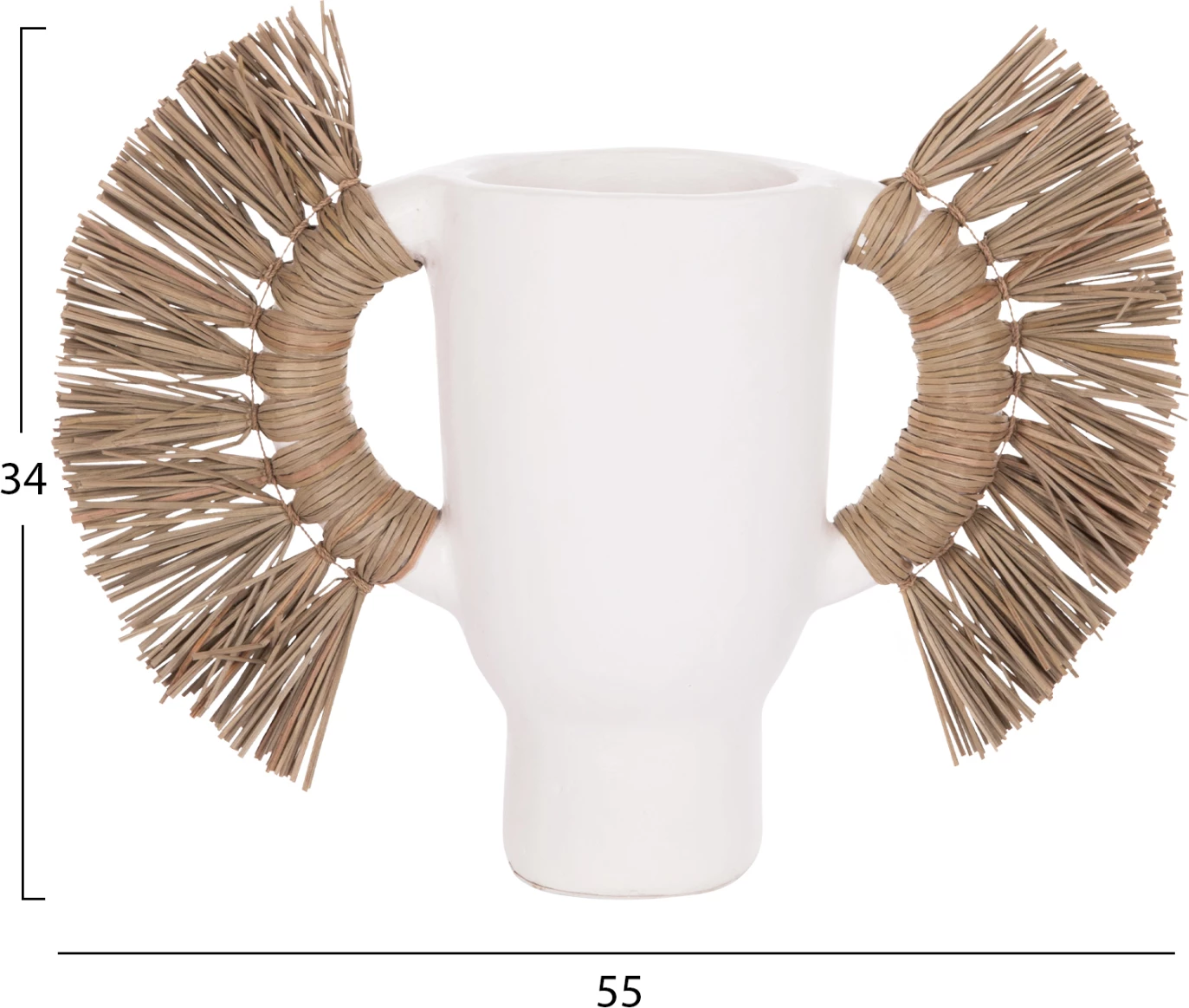 Vazo dekorative tavoline ALICA, terrakotë e bardhë, me bar, FH4668.02S, 55x19x34cm