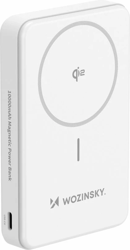 Powerbank Wozinsky WLWP-10KA0Y3WS, 10000 mAh, Qi2, MagSafe, me mbajtëse, Bardhë
