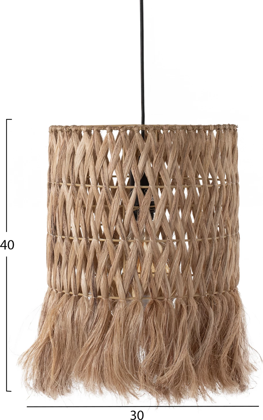 Llambë varëse tavani me kapak cilindrik prej fibrash abaka, ngjyrë natyrale, 30x30x40H cm, FH7781