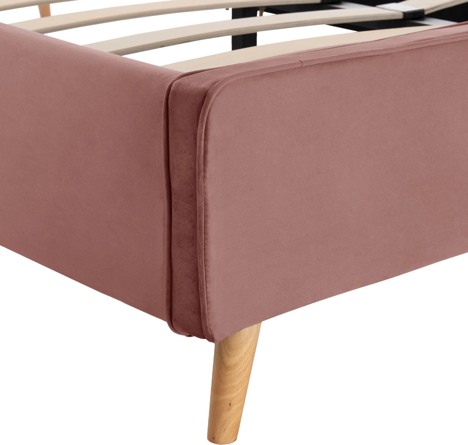 Krevat MAYLIN FH598.02 me kadife rozë të zbehtë për dyshek 120x200 cm