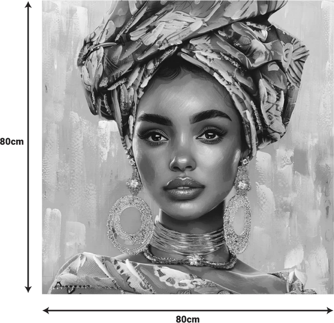 Pikturë kanavacë me turban, shumëngjyrëshe, 80x3x80cm