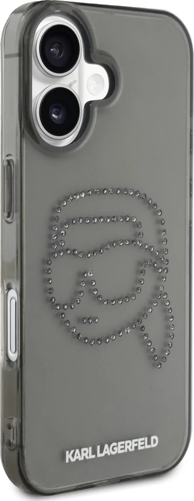 Mbështjellës Karl Lagerfeld IML Rhinestones Karl Head për iPhone 16, i zi