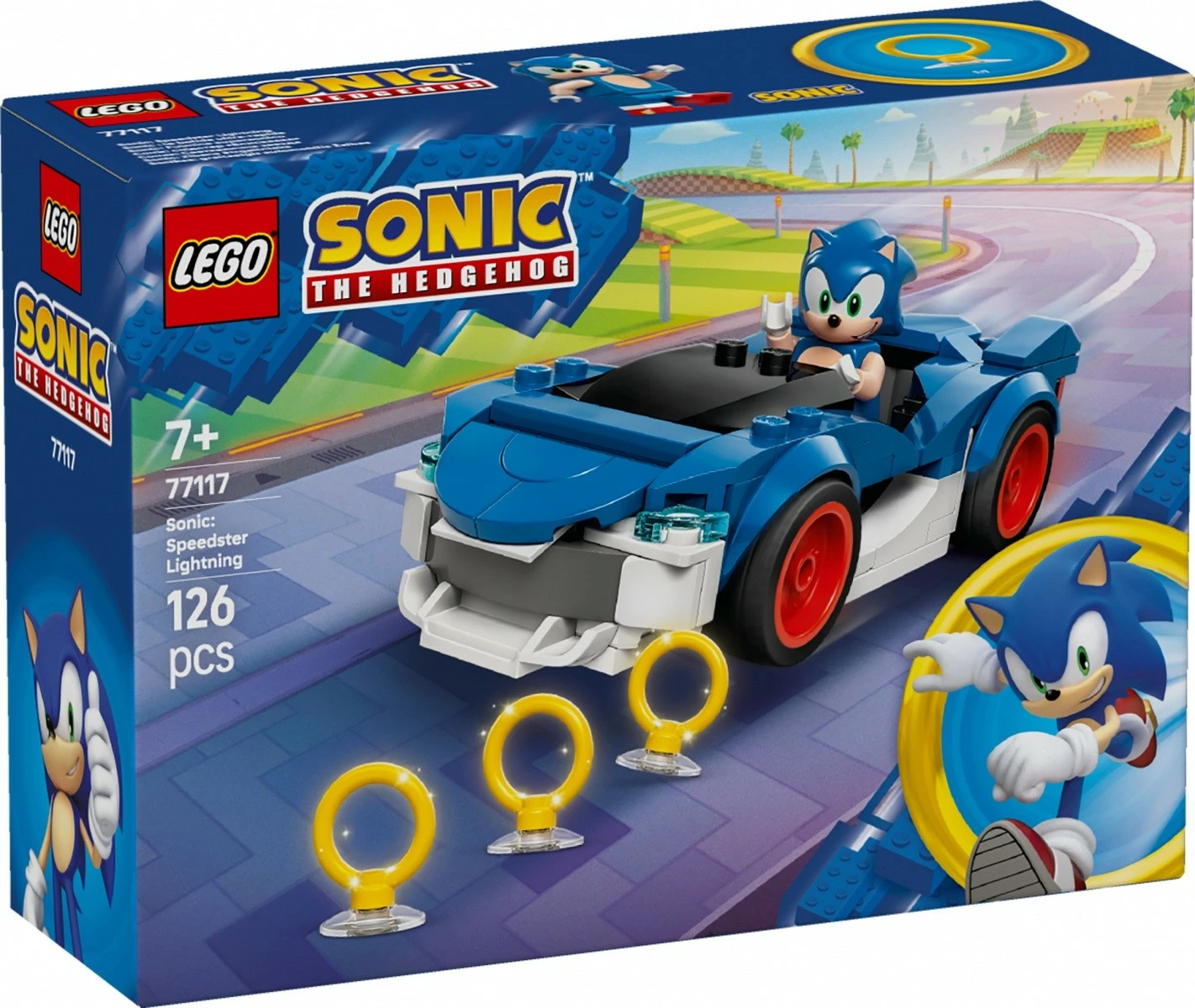 Set ndërtimi LEGO Sonic the Hedgehog 77117 Speedster Lightning 126 pjesë, 7+, blu e bardhë