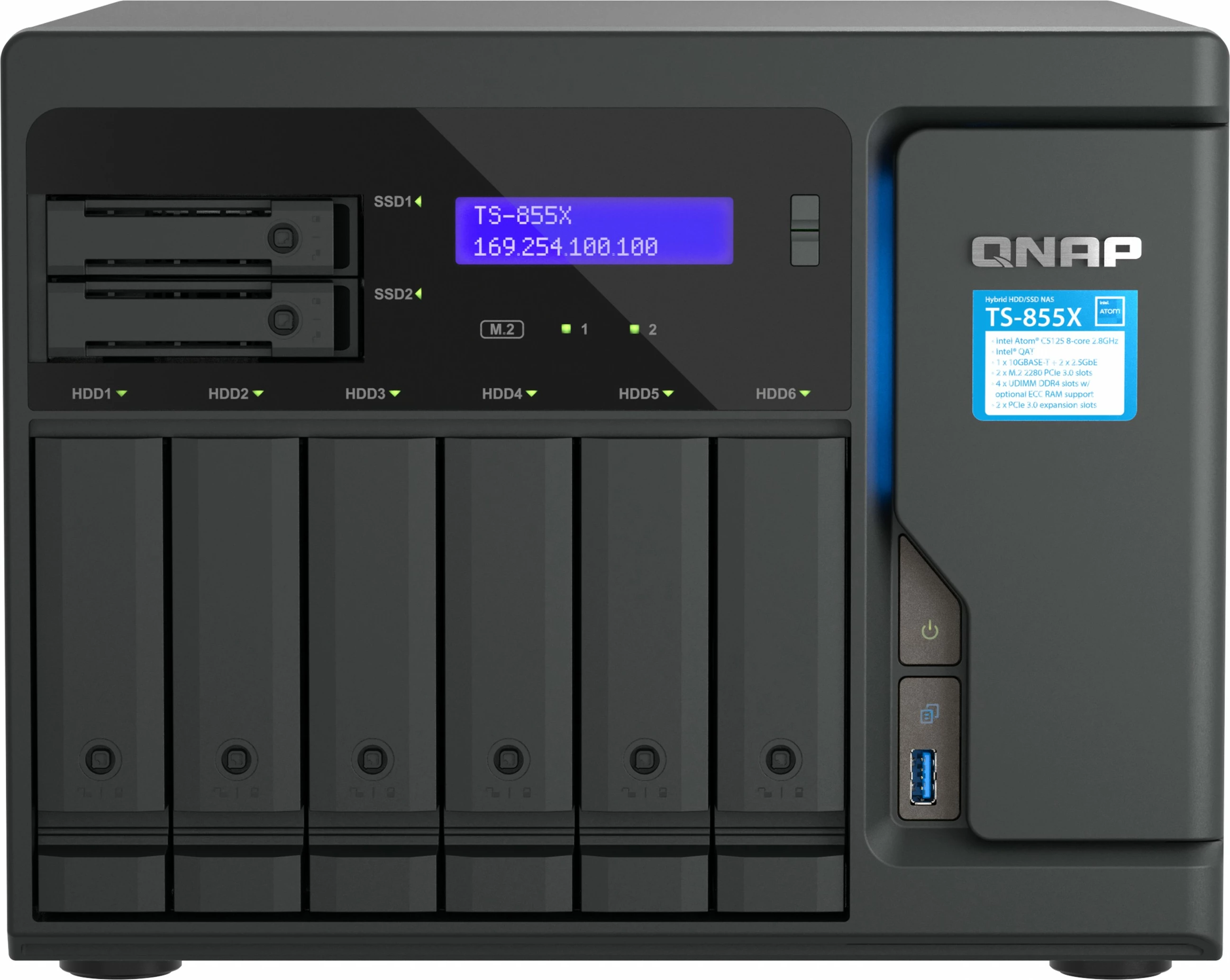 NAS QNAP TS-855X-8G, 8 bay, Intel Atom C5125, 8GB DDR4, e zezë