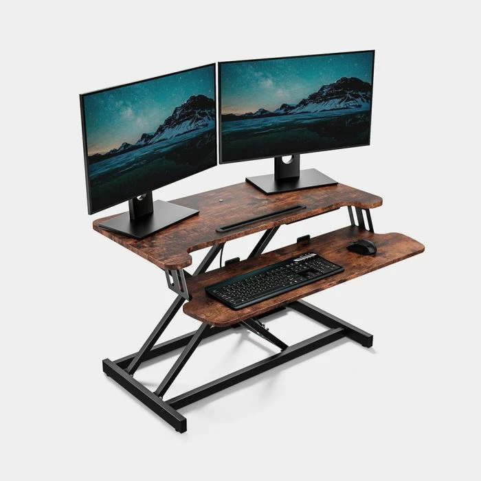 Konvertues tavoline sit-stand VONHAUS 3000916 80x40cm lartësi 11.5-51cm, dru i errët